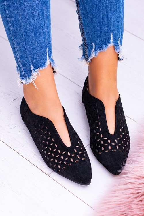 Lu Boo Black Suede Women's Slip-on Half Shoes Synthia