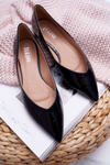 Women's Lacquered Ballerinas Pointed Black Tell Me