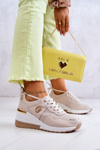 Buty Sportowe Sneakersy Damskie Skórzane Beżowe Loissa
