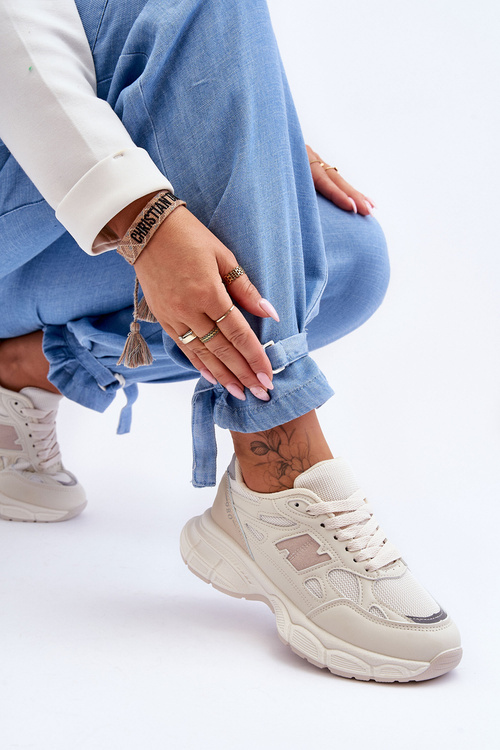 Fashionable Women's Mesh Sneakers Beige Venice