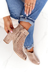 Openwork Leather Boots On A Post Exquisite 1184 Beige