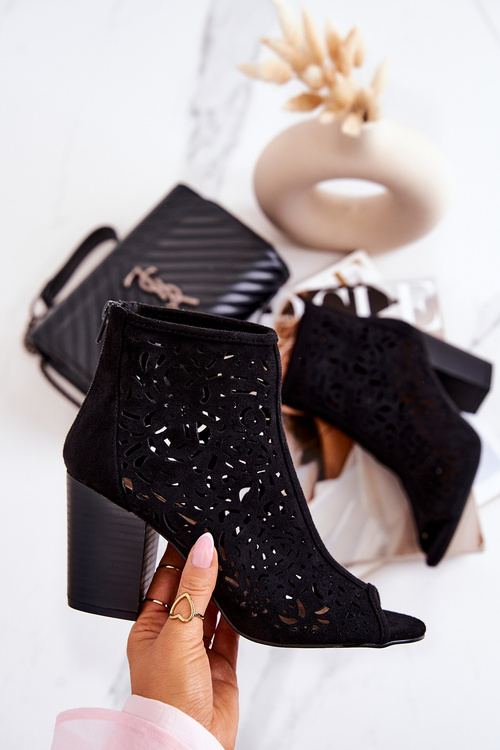 Openwork Boots On A Post Black Brittany