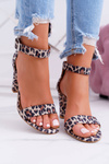 Laura Messi 1760 Leather Stiletto Sandals Panther Iliads