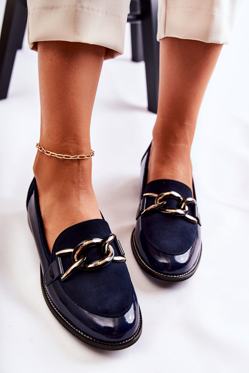 Classic Moccasins With Chain Laura Messi 2531 Navy