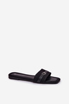 Flat Ladies Slippers With Strap And Buckle Black Zilina