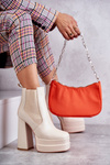 Women's Leather Boots On A Massive Heel Beige Jones