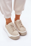 Sneakers On Massive Platform Smooth Beige Tirvanis