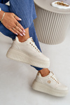 Damskie Buty Sportowe Sneakersy Masywna Podeszwa Beżowe Ardiela