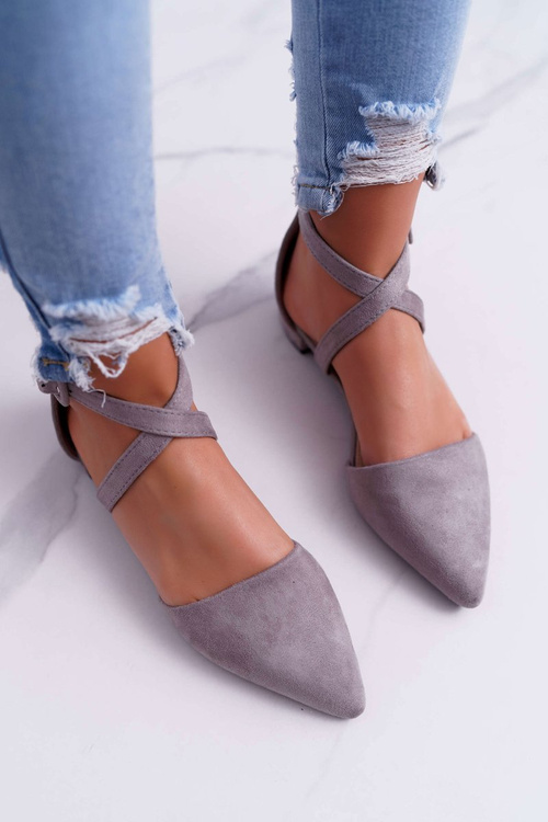 Women's Ballerinas Grey Suede Pointed Medena