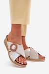 Wedge Sandals For Women With Decorative Buckle Light Beige Inblu RV000012