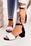 Leather Sandals On Block Heel Laura Messi 2285 Zebra Black