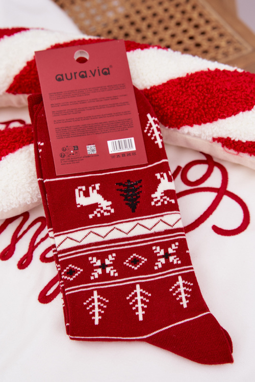Men's Christmas Socks Running Reindeer Red