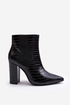 Snake Pattern Heel Boots Black Daldala