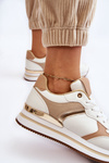 Women's Fashionable Wedge Sports Shoes White-Beige Yuki