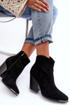 Suede Cowboy Boots On Heel Black Lotoune 