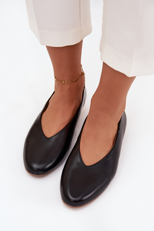 Women's Ballet Flats Made of Eco Leather with Flat Heel Black Olyssia