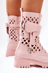Openwork Boots With A Purse Pink Rock Star