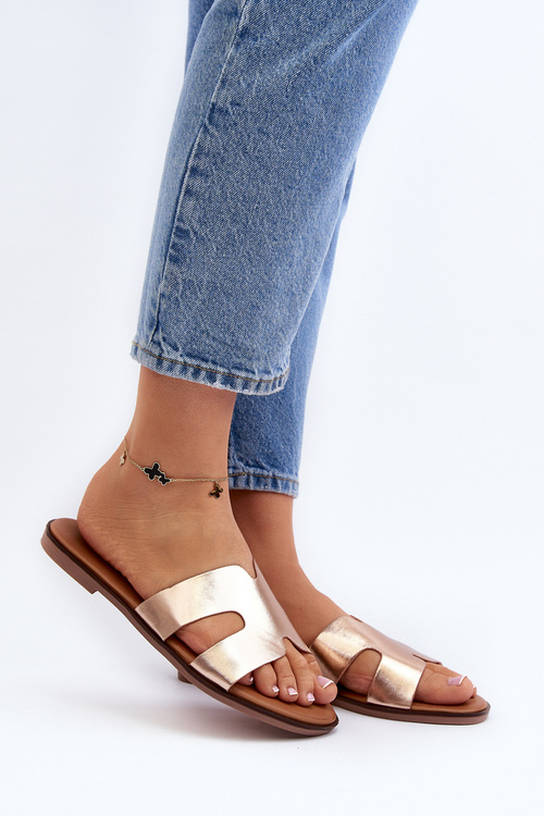 Women's Pink Gold Cut-Out Sandals Lumossa