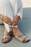 Women's Sandals With Buckles On Cork Platform Beige Galurena
