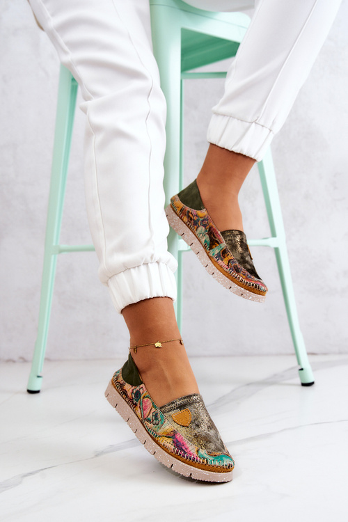 Women's Leather Loafers Maciejka 05434-09 Green