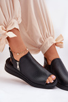 Ladies Wedge Sandals Black Mevinette