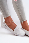 Women's White Faux Leather Moccasins Rerceria