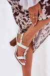Womens sandals on a heel with a decorative strap white Mirfedi