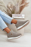 Insulated Leather Sports Shoes on Platform Grey Adite
