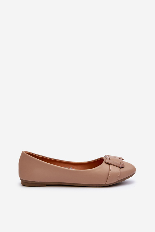 Ballerinas With Strap And Ornament Eco Leather Dark Beige Cadwenla