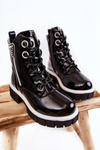 Lacquered Warm Boots With Zipper Black Marcella