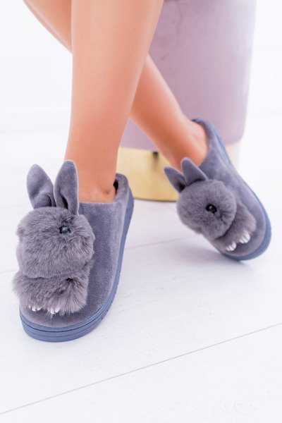 Ladies' Classic Slippers with Rabbit Grey Howi
