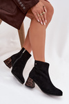 Leather Suede Women's Ankle Boots Heeled Maciejka K7202-01 Black