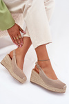 Wedge Sandals For Women With Braiding Dark Beige Tulliata