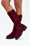 Women's Insulated Boots Flat Heel Eco Suede Bordeaux Delyssa