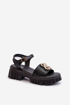 Women's Leather Sandals with Gold Decoration Vinceza 7910