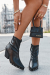 Women's cowboy boots made of eco leather with heel black Abrielle