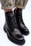 Botki Workery Damskie Skóra Czarne Tedrick 58167