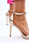 Elegant Leather Sandals On High Heel gold Averie
