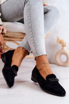 Półbuty Mokasyny Zamszowe Czarne Yasmin