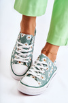 Women's Low Sneakers With Flowers Green Janey 