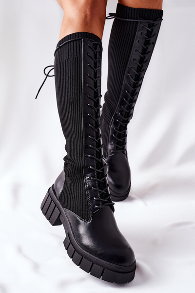 High boots with sock Black Monteri