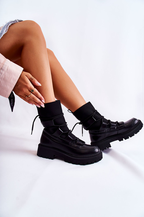 Women's Boots Workers With A Sock Black Fallor