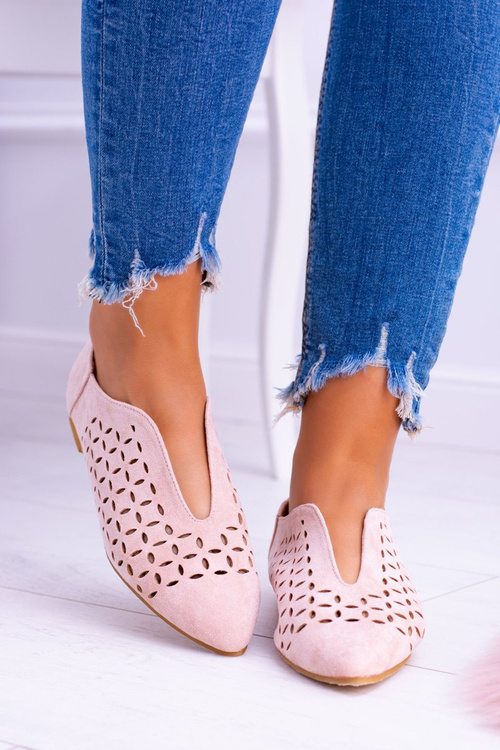 Lu Boo Zamszowe Damskie Wsuwane Półbuty Synthia Pudrowy Róż