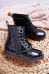 Youth Lacquered Boots with Zipper Black Omua
