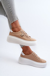 Brown Women's Leather Platform Sneakers Pernalia