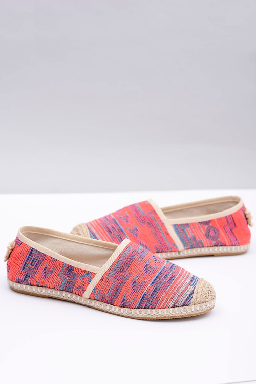 Lu Boo | Damskie Wsuwane Lniane Espadryle Aztec Koral Bimbi