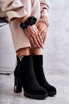 Women's Boots On High Heel With Decoration Black Teruko