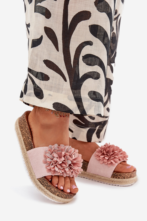 Women's Platform Sandals With Decorative Flowers Pink Tessara