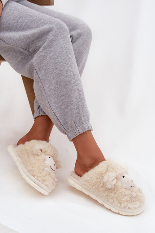 Fur Ladies Slippers Sheep Beige Sylline