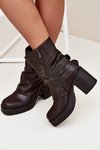 Women's Heeled Ankle Boots With Buckles Chocolate Marena